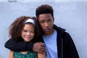 Actress Storm Reid (Tina) with actor Jacob Latimore (Bo); Picture by WWE Studios